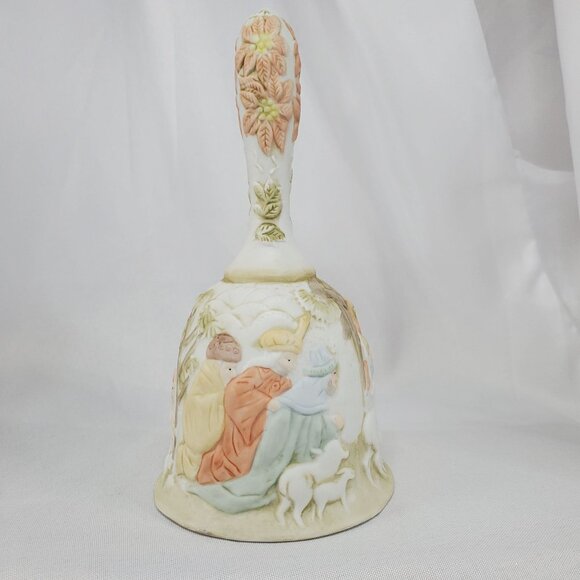 VTG Lefton Christopher Collection Porcelain Nativity Bell Hand Painted 1982 - Picture 3 of 11